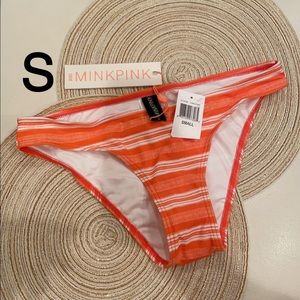 NWT S MINKPINK orange citrus stripe swim hipsters